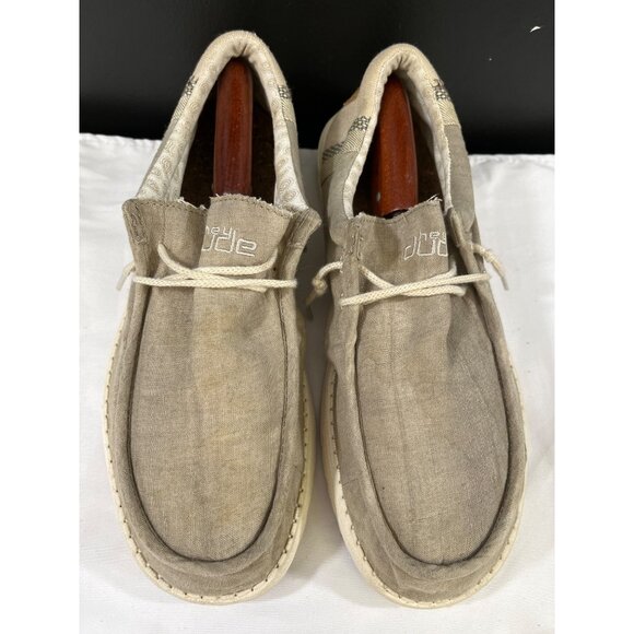 Hey Dude Wally Linen Men\'s Beige Slip-on Shoes Size 11 SKU 6153 main image 8